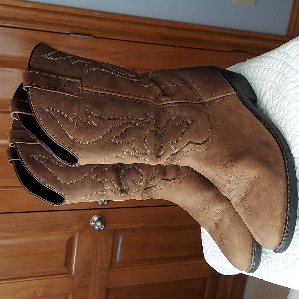 Masterson Boot Co Men's Western Cowboy Leather Boots, in Tan 9.5 Extra Wide, EUC - Picture 2 of 7